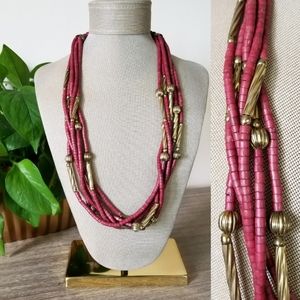 VTG Metal + Bead Multi-Strand Necklace